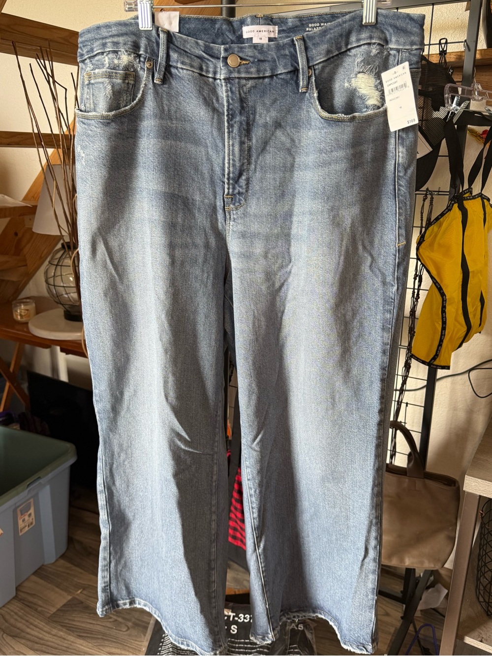 NWT Good American Good Waist Palazzo Crop Jeans Size 18 High Rise Wide Leg